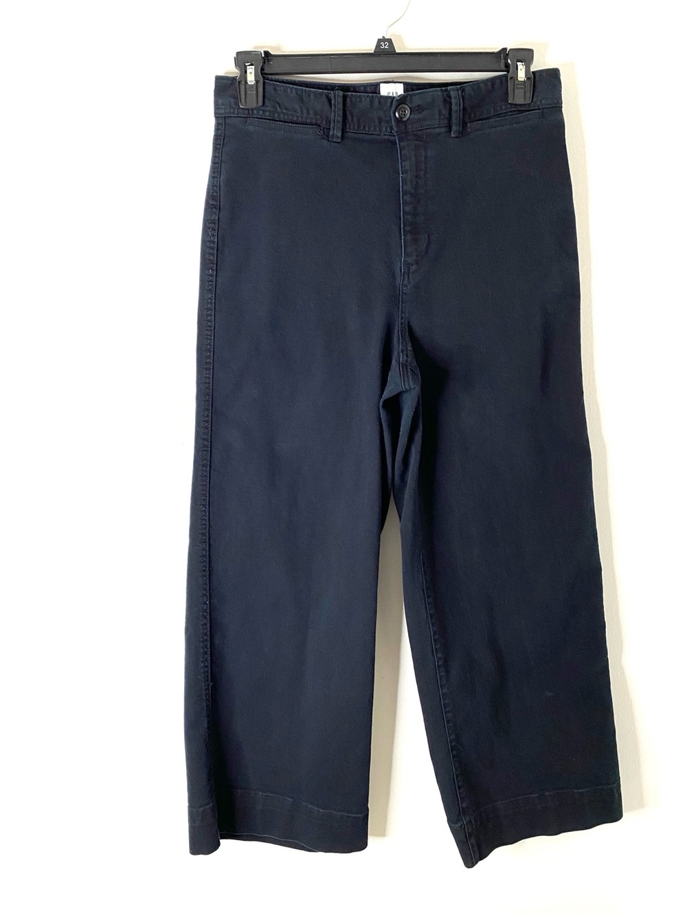 GAP Black High Rise Wide Leg Chino Pants Stretch Cotton Trousers